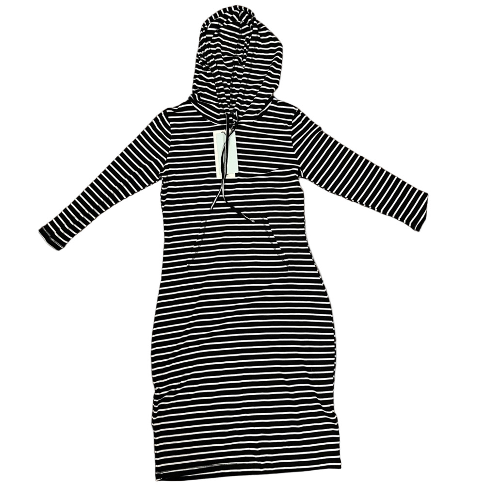 🆕 Iris Los Angeles hoodie dress long-sleeved bodycon midi drawstring neckline L